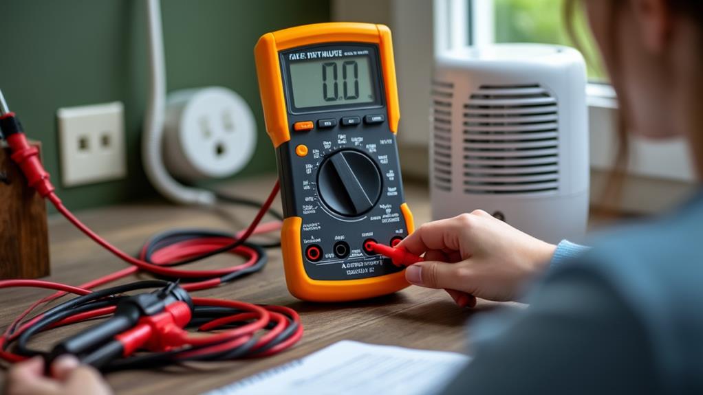 A person using a multimeter to troubleshoot electrical issues.